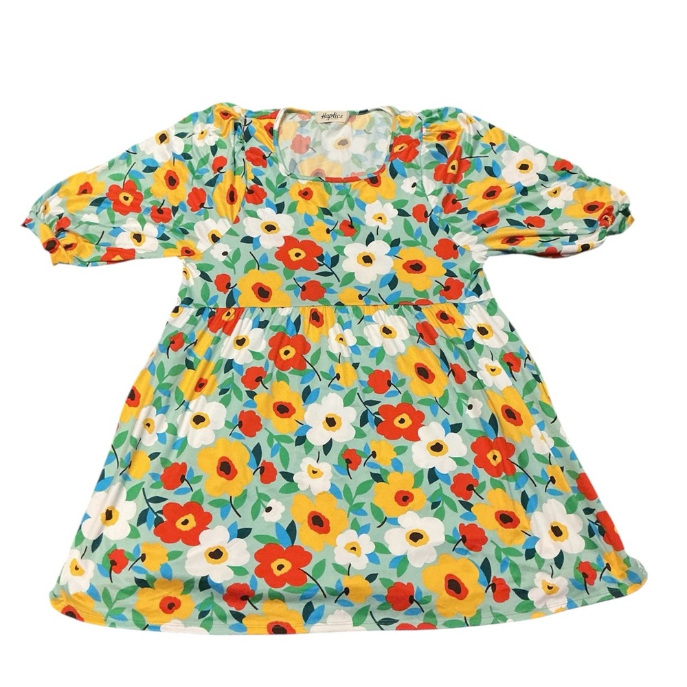 Haptics by Holly women’s‎ Harper Floral Dress Size M Puff Sleeve Babydoll Spring